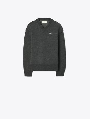 Tory Burch Wool V-neck Sweater In Multi