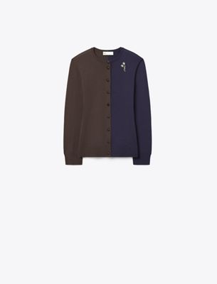 Tory Burch Color-block Wool Cardigan In Multi