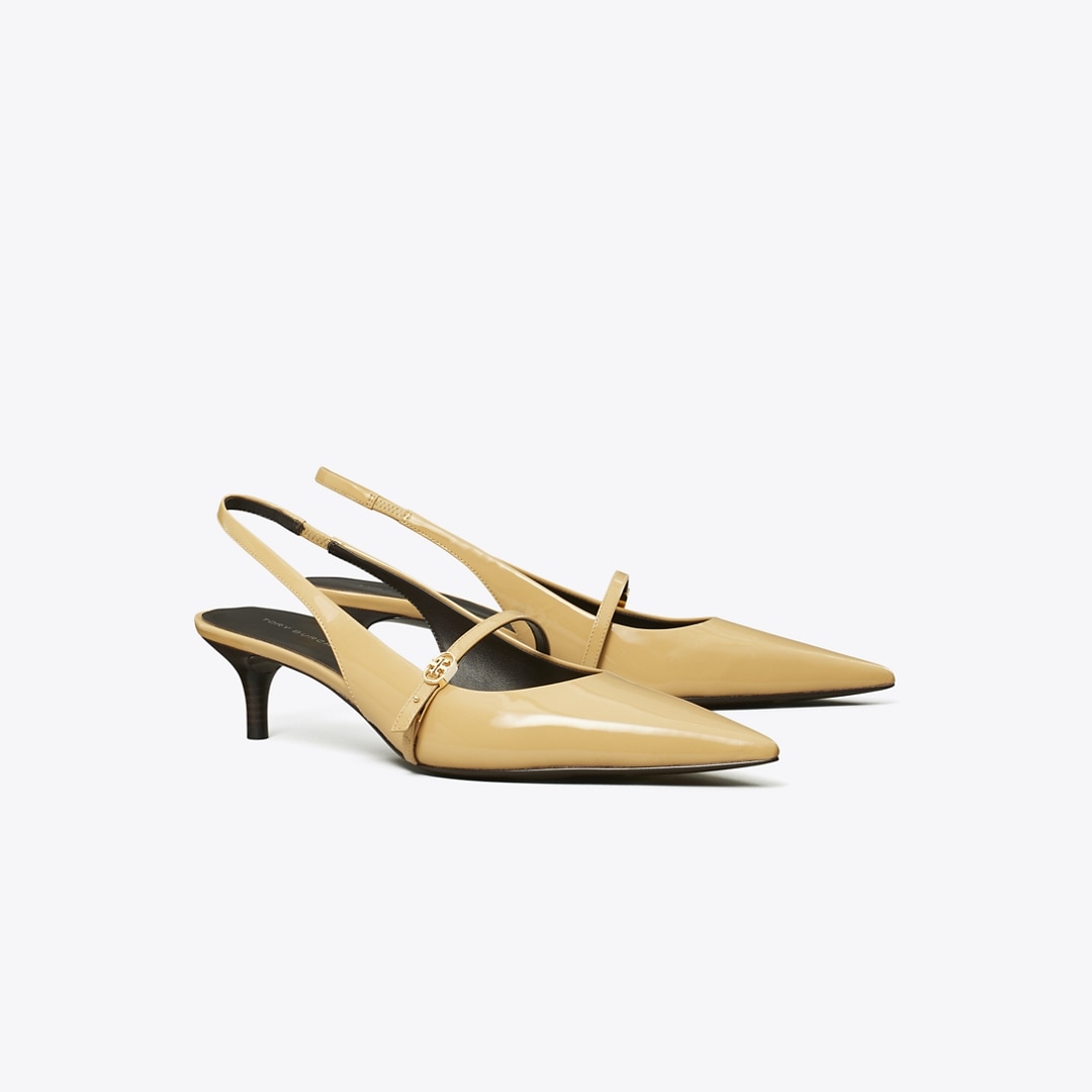 Tory Burch Double T Buckle Mary Jane Slingback In Burgundy