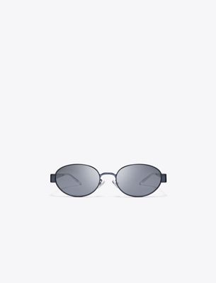Tory Burch Miller Metal Oval Sunglasses In Brown