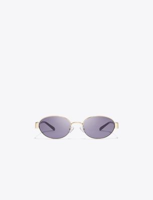 Tory Burch Miller Metal Oval Sunglasses In Gold
