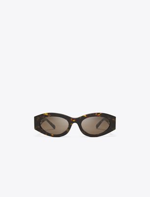 Tory Burch Pierced Oval Sunglasses In Brown
