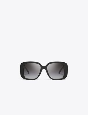 Tory Burch Pierced Oversized Square Sunglasses In Black