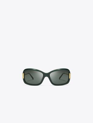 Tory Burch Eleanor Rectangle Sunglasses In Brown