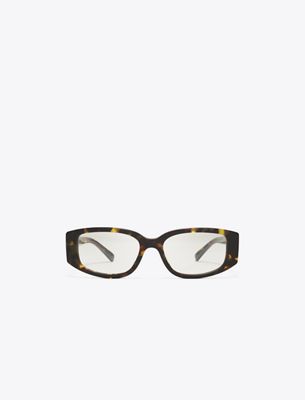 Tory Burch Pierced Rectangle Eyeglasses In Brown