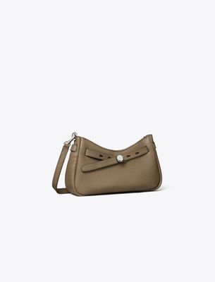 Tory Burch Romy Zip Top Leather Crossbody Bag In Brown