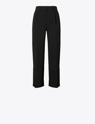 Tory Burch Cropped Crepe Pant In Black