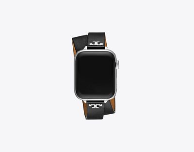 Tory Burch T Double Wrap Band For Apple Watch® In Black