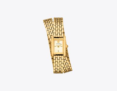 Tory Burch Mini Eleanor Double Wrap Watch In Gold