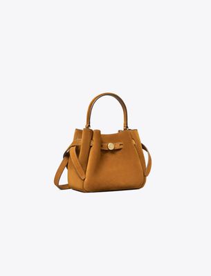 Tory Burch Mini Romy Suede Bucket Bag In Brown