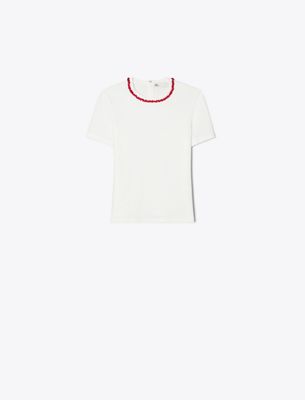 Tory Burch Embellished Cotton T-Shirt