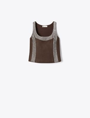 Tory Burch Embellished Linen Top