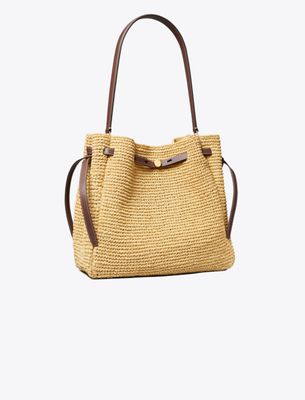 Große Romy Bucket Bag aus Stroh