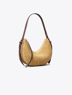 Tory Burch Romy Woven Half Moon Bag