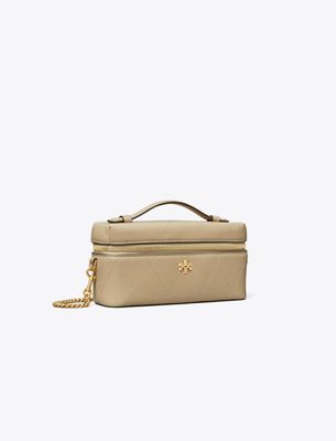 Tory Burch Charlie Vanity Case — Gray Cowhide Leather Bag