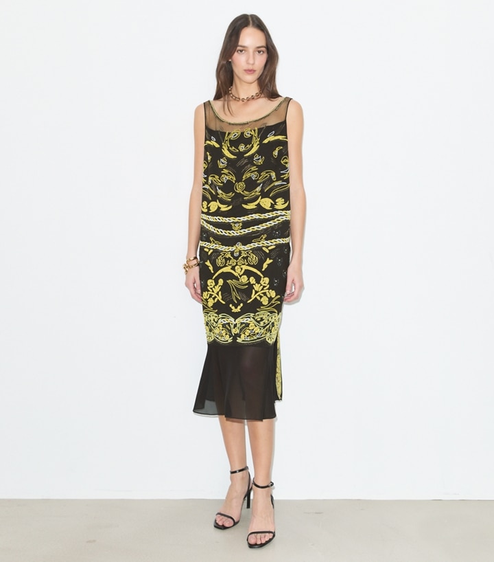 tory burch embroidered beach dress Embellished Mesh Dress: Women's Designer Dresses where structure gives way