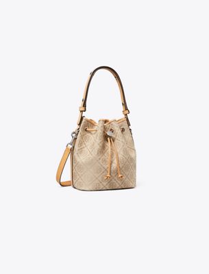 Tory Burch Bucket Bag — Beige Cotton Polyester