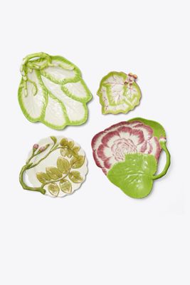 Tory Burch Decorative Leaf Plates, Set Of 4 In Green