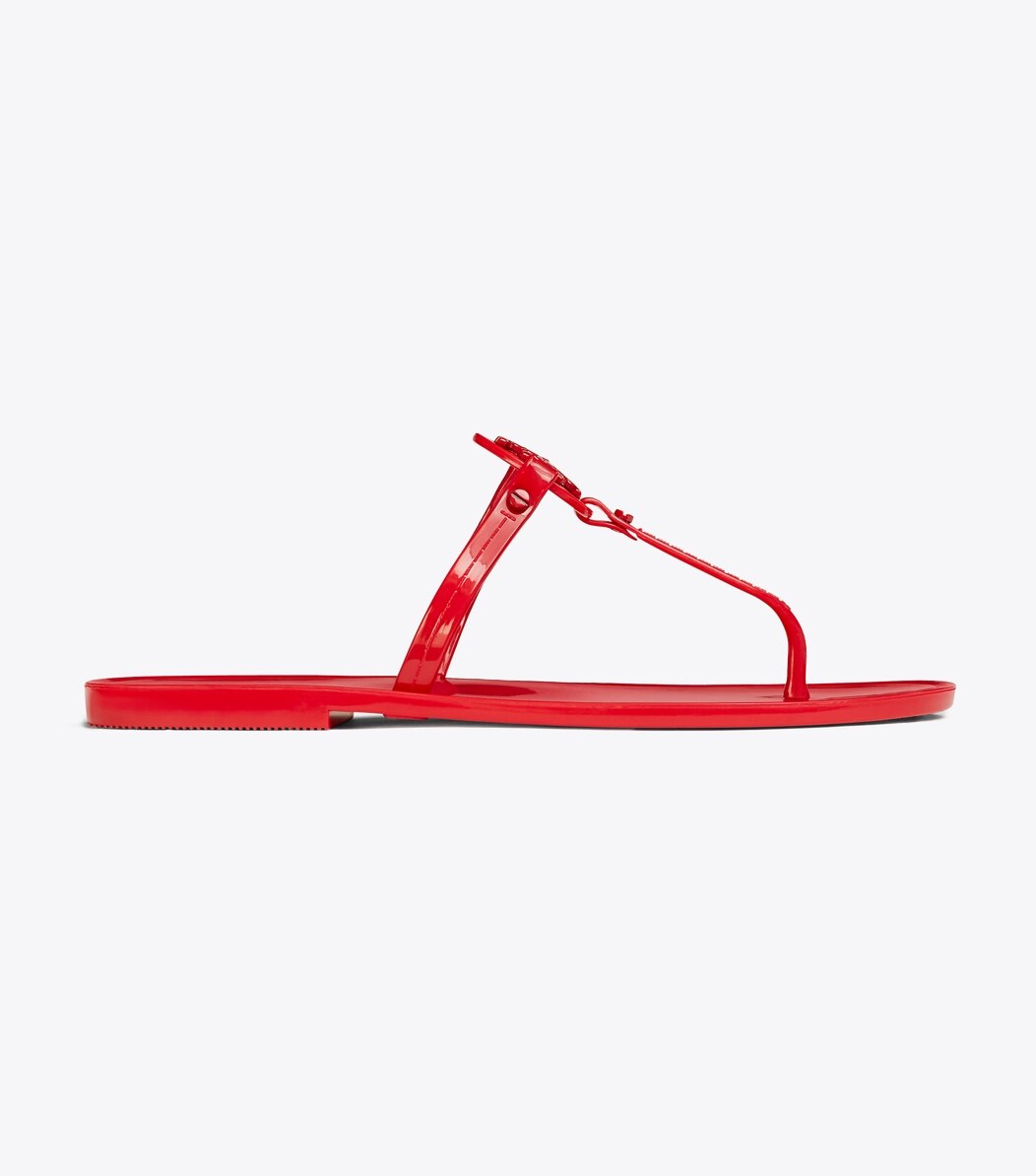 tory burch red jelly slides