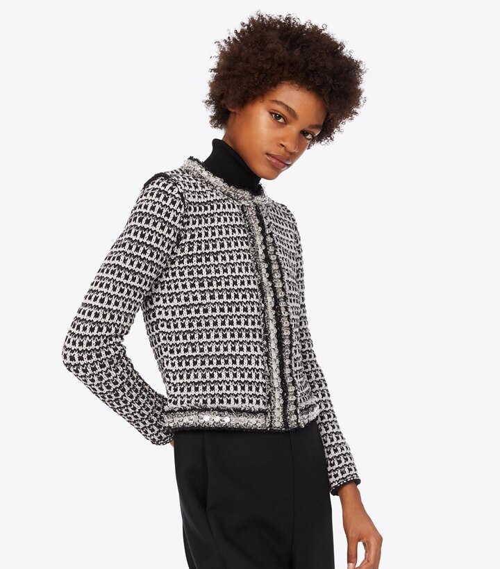 Embellished Tweed Cardigan: Women's Clothing | Sweaters | Tory 