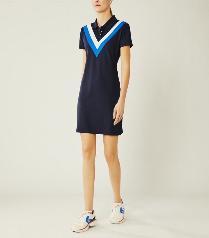 Performance Piqué Chevron Polo Dress: Women's Designer Dresses | Tory Sport