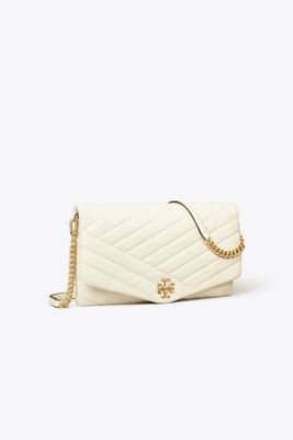 Tory Burch Kira Chevron Clutch In White