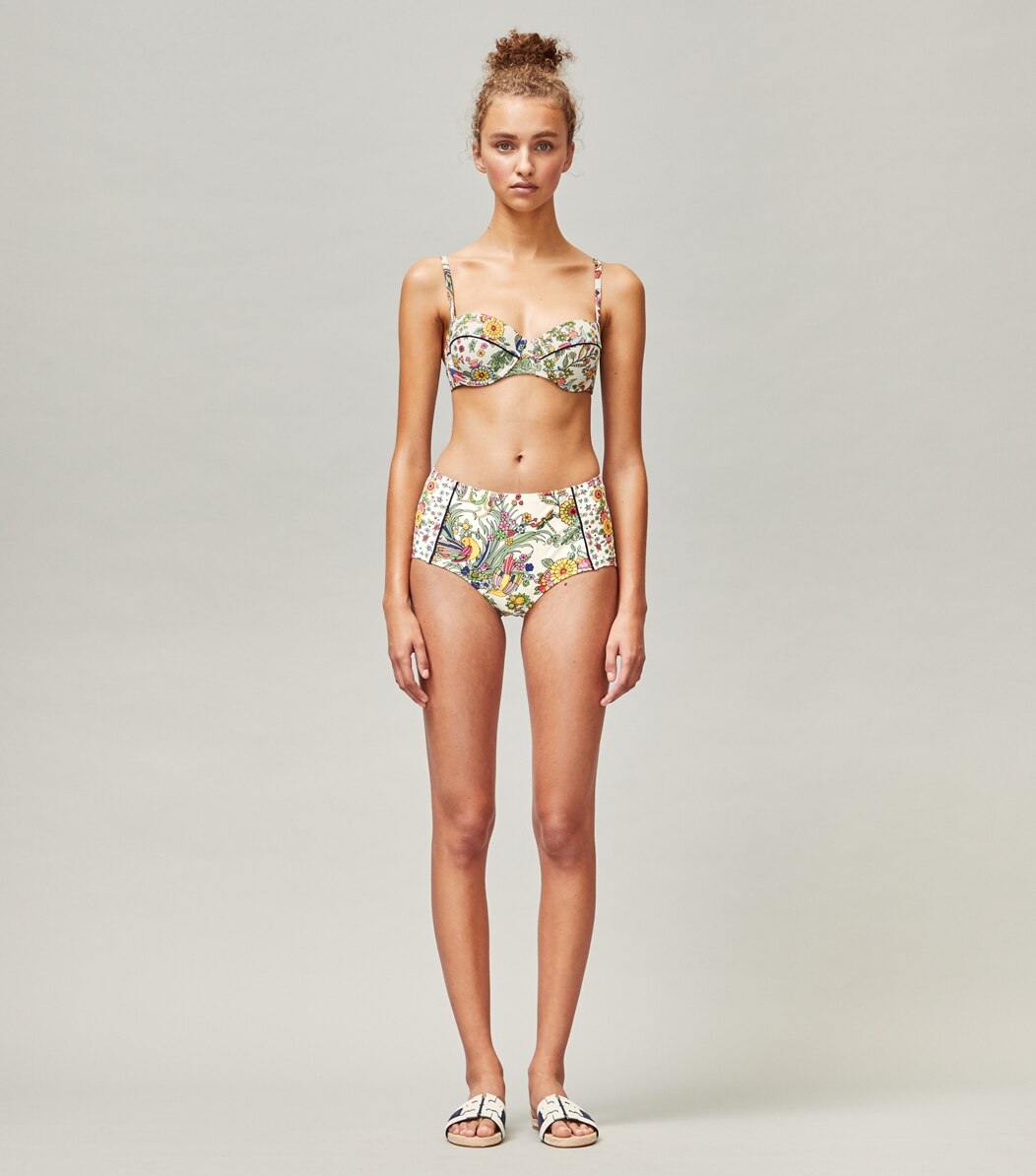 patterned high waisted bikini bottoms