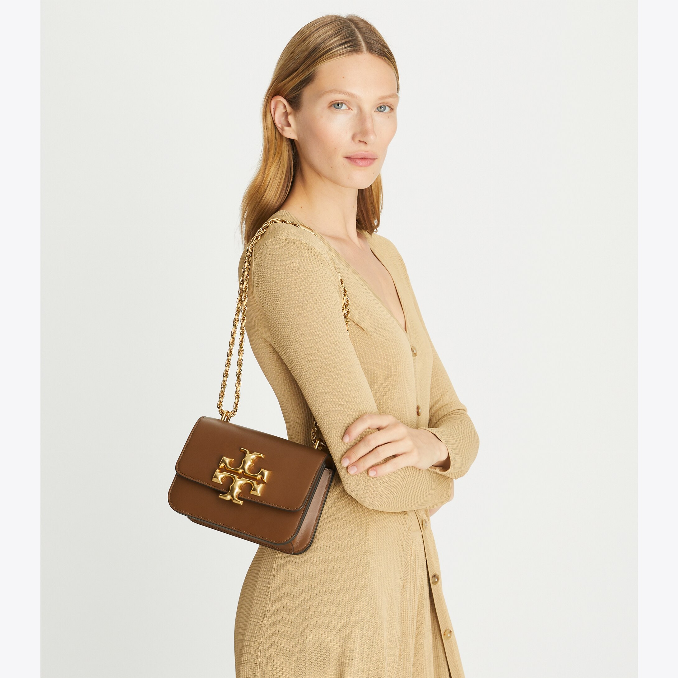 12311 TORY BURCH Eleanor Small Convertible Shoulder Bag MOOSE |