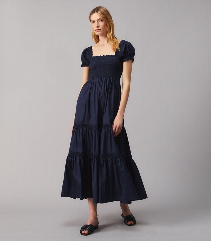 Smocked Midi Dress: Women's Designer ...