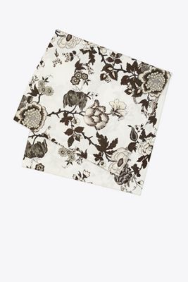 Tory Burch Happy Times Bouquet Square Tablecloth, 70" X 70" In Brown