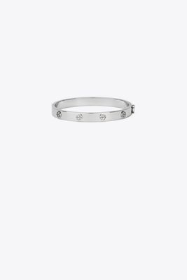 Tory Burch Miller Stud Hinge Bracelet, 7mm In White