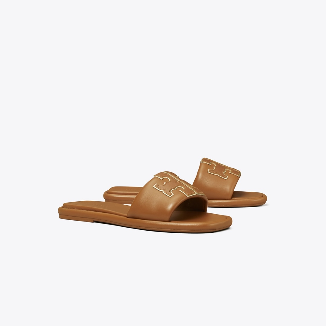 Tory Burch Double T Burch Slide, Wide In Gold