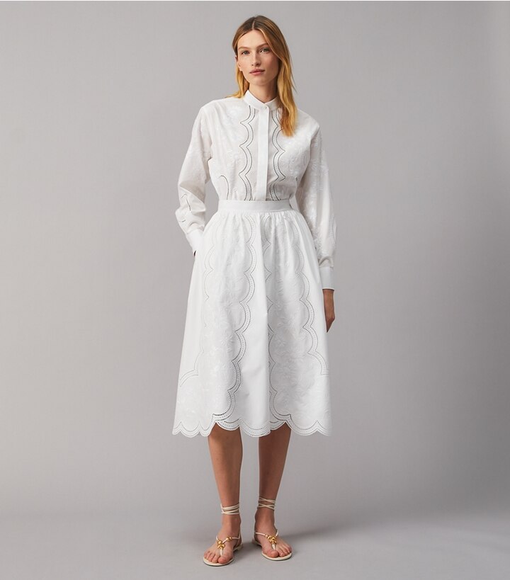 tory burch poplin embroidered dress