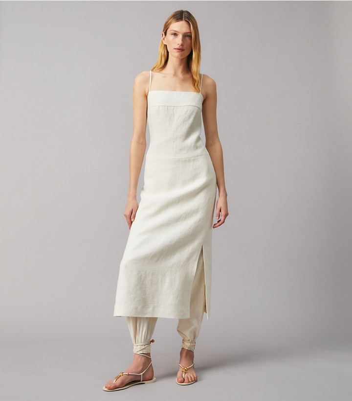 tory burch white linen dress