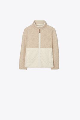 Tory Sport Tory Burch Fleece Quilted Jacket In Neutral
