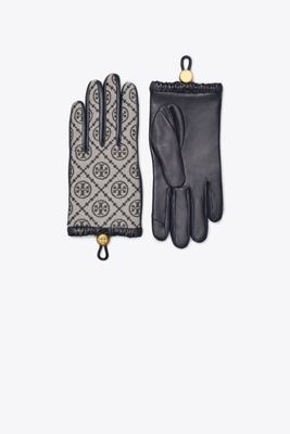 Tory Burch T Monogram Gloves In Blue