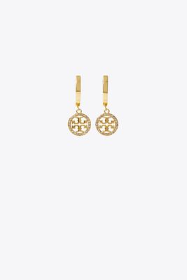 Tory Burch Women's Icon Pavé Hoop Earrings in Gold, One Size