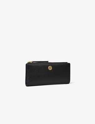 Tory Burch Robinson Zip Slim Wallet In Black