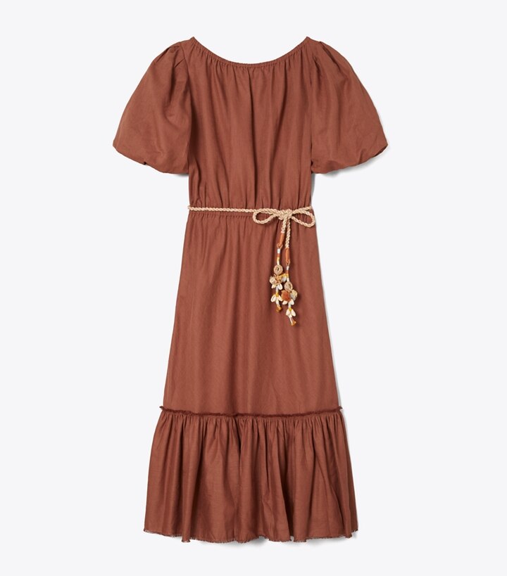 tory burch linen ruffle dress