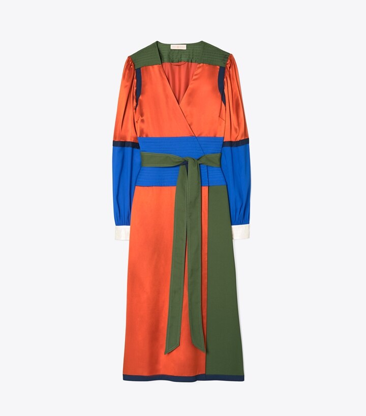 Color-Block Wrap Dress: Women's Designer Dresses | Tory Burch