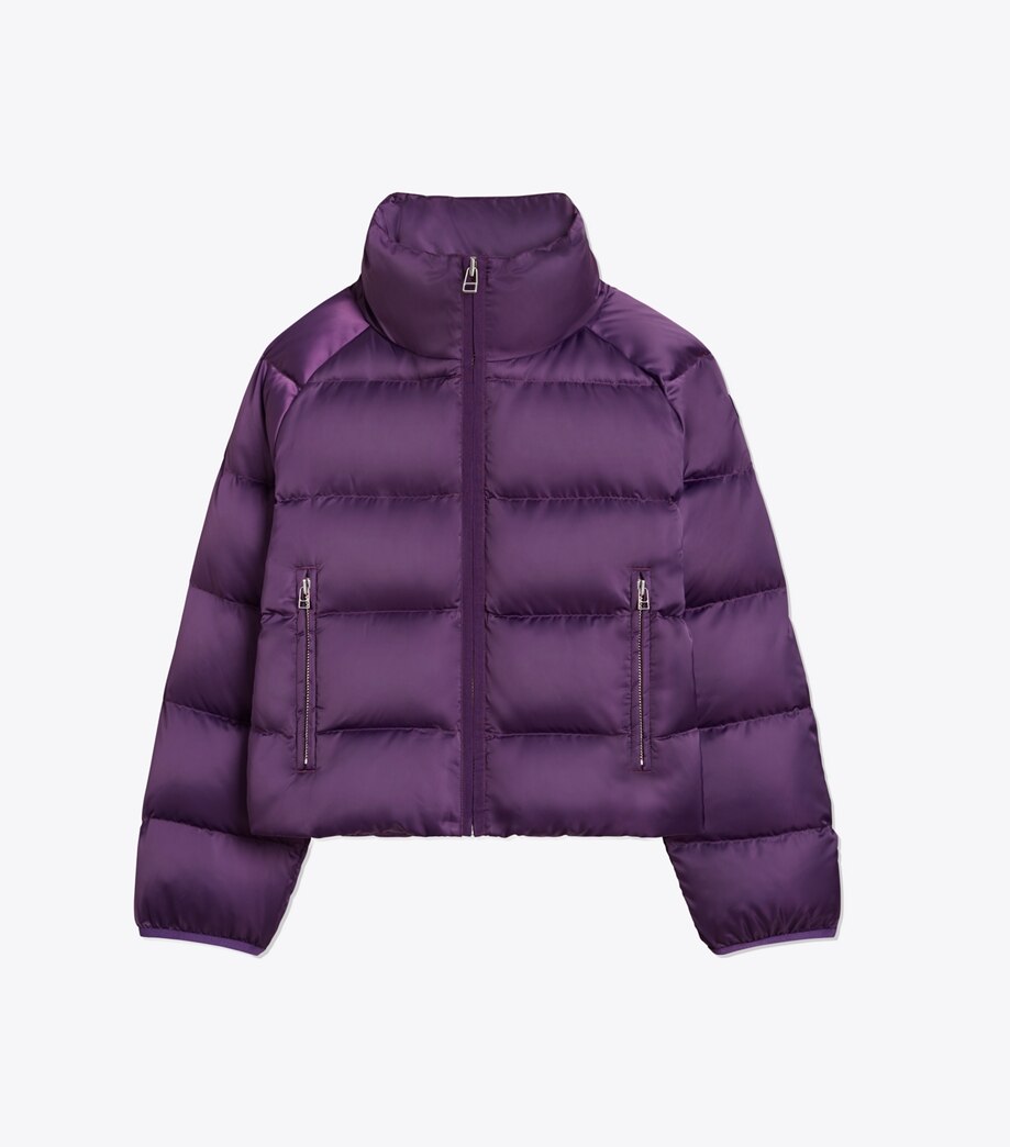 Tory Burch CROPPED PERFORMANCE SATIN DOWN JACKET