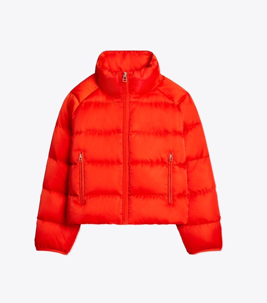 Tory Burch CROPPED PERFORMANCE SATIN DOWN JACKET