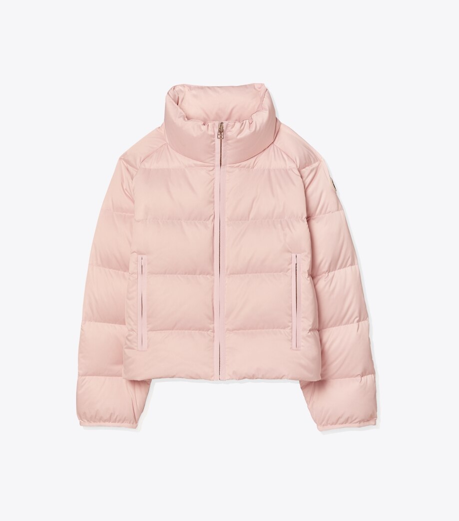 Tory Burch CROPPED PERFORMANCE SATIN DOWN JACKET