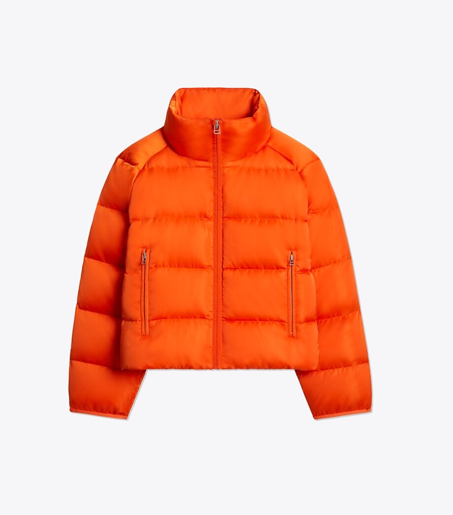 Tory Burch CROPPED PERFORMANCE SATIN DOWN JACKET