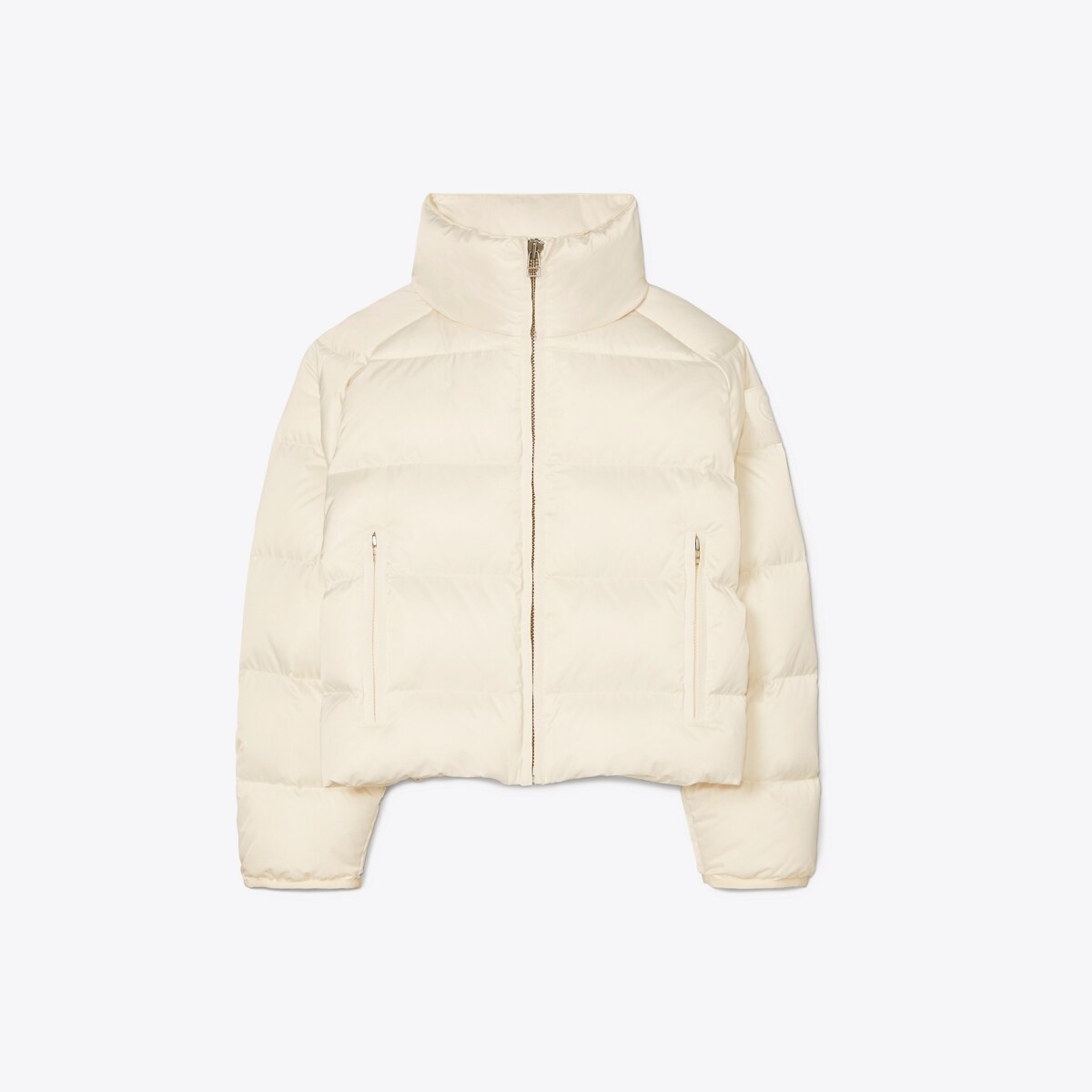 cropped performance satin down jacket