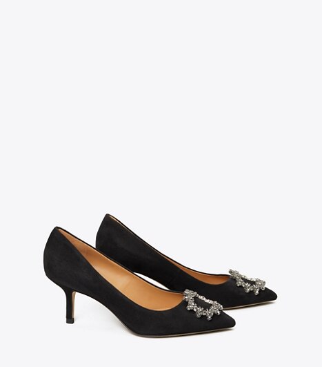tory burch crystal buckle flat