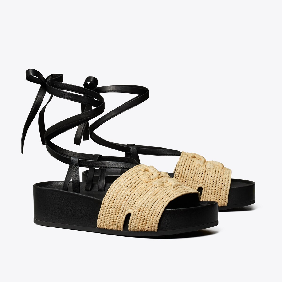 Eleanor Raffia Platform Lace-Up Sandal : Women's Designer Sandals 