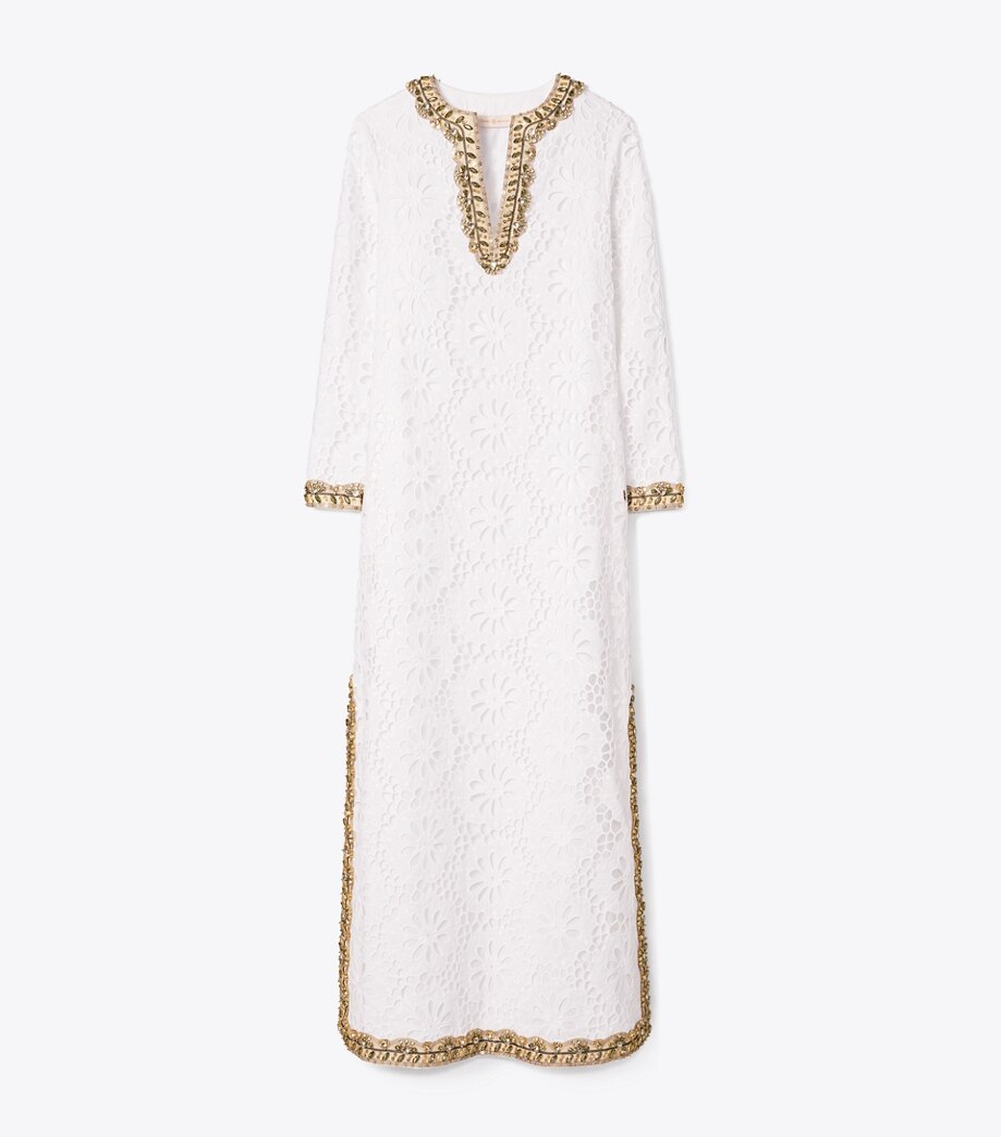 Tory Burch Embellished Lace Caftan Dress