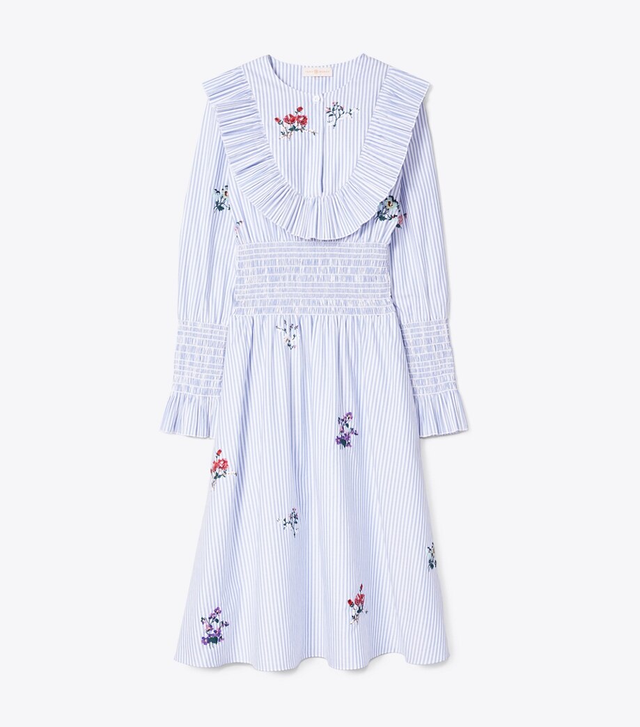 Tory Burch Embroidered Smocked Dress