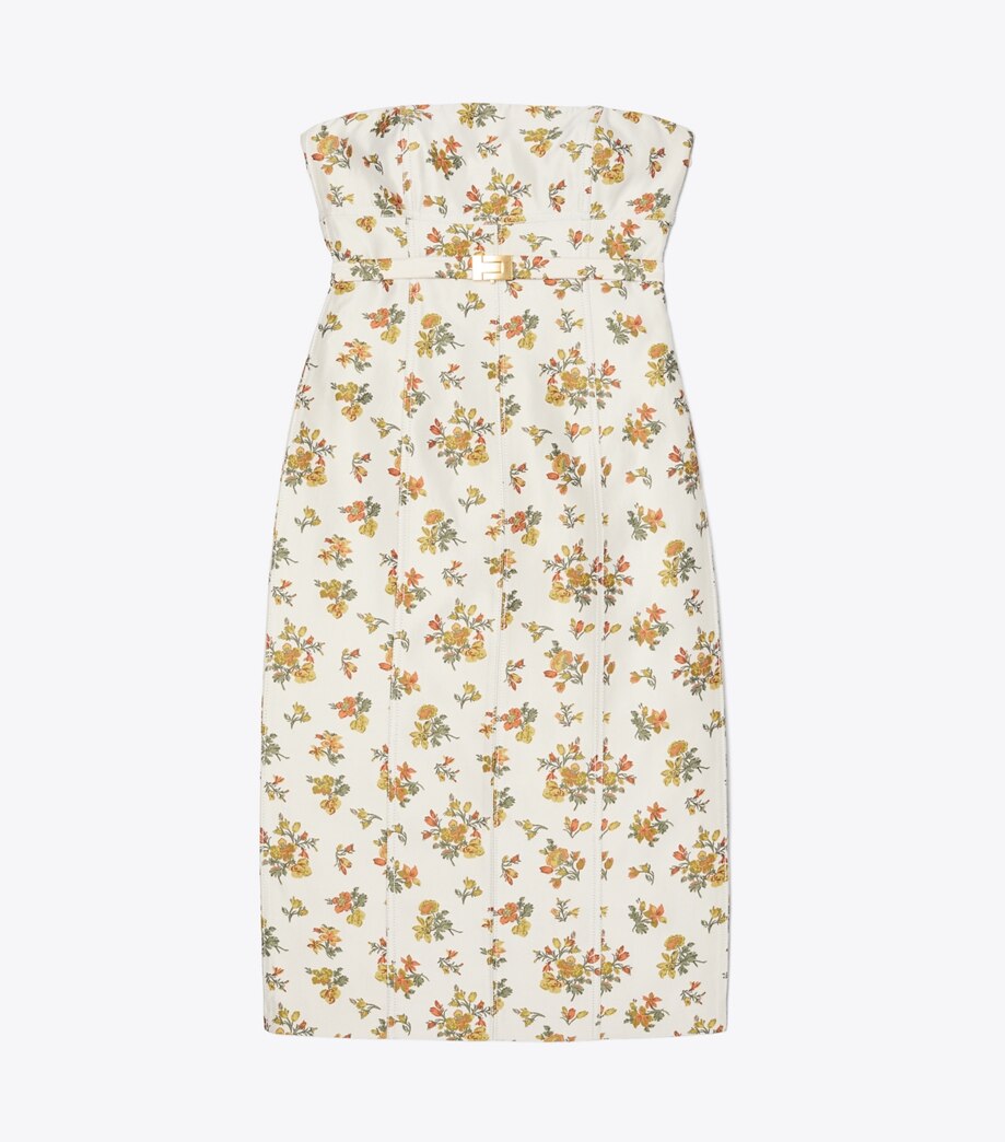 Tory Burch Floral Jacquard Bustier Dress